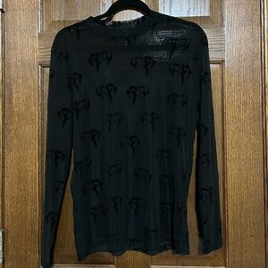 Black Sheer Long Sleeve Top